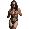 Le Desir Contrast Suspender Bodystocking | Zwart | One Size