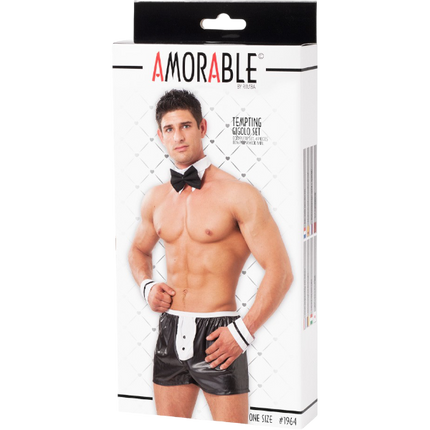 Amorable 4-Delig gigoloset  One Size  Zwart