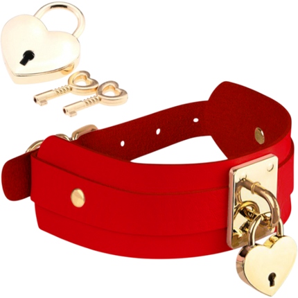 Kinky Diva Hart Slot Halsband Bordeauxrood/Goud – BDSM Collar Slotje