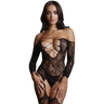 Le Desir Criss Cross Neck Bodystocking |  Zwart | One Size