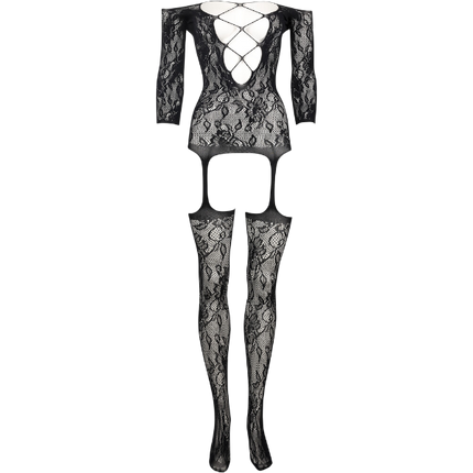 Le Desir Fishnet en kant Bodystocking Netstof en Kant Zwart One Size – Lingerie zwart