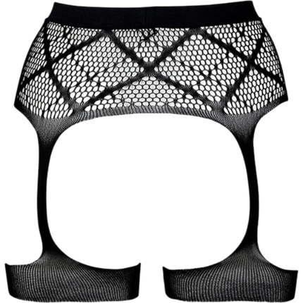 Le Desir Striped Fishnet Garterbelt Zwart One Size – Lingerie