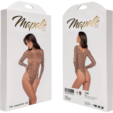 Luipaard transparante  bodysuit met lange mouwen one size
