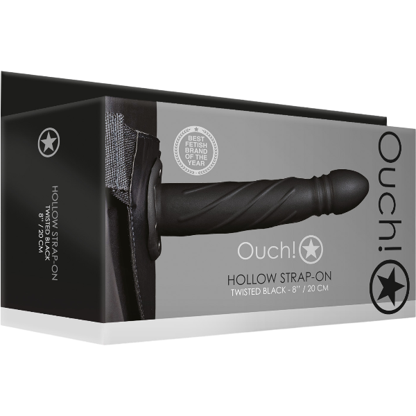 OUCH! Hollow Strap-On 20cm Zwart – Holle Strap-on