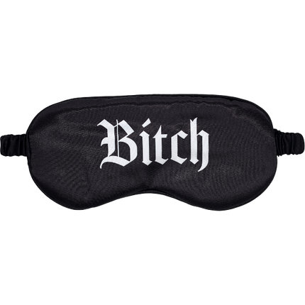 OUCH! Satijnen Masker 'Bitch' Zwart – Bedrukt Oogmasker Bondage