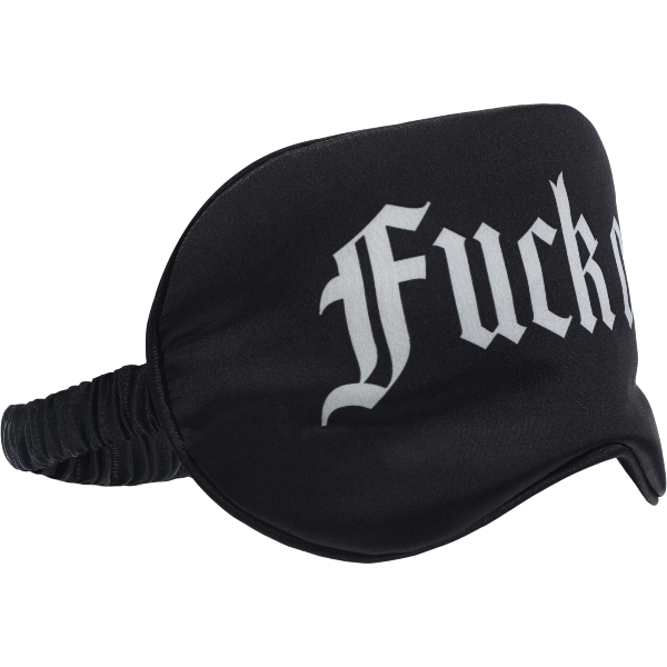 OUCH! Satijnen Masker 'Fuck Off' Zwart – Bedrukt Oogmasker Bondage