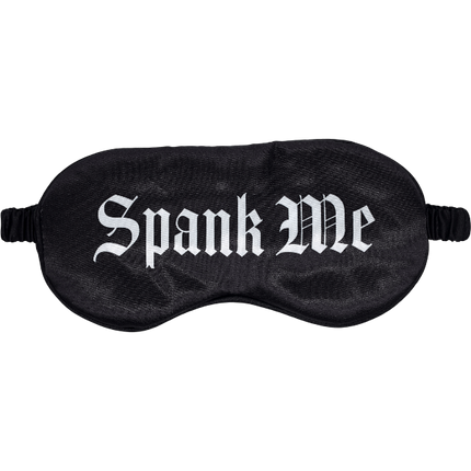 OUCH! Satijnen Masker 'Spank Me' Zwart – Bedrukt Oogmasker Bondage