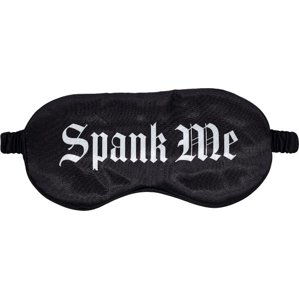 OUCH! Satijnen Masker 'Spank Me' Zwart – Bedrukt Oogmasker Bondage