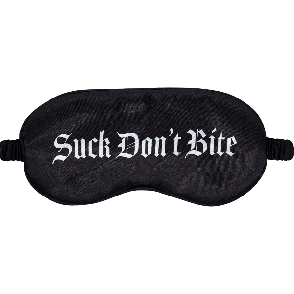 OUCH! Satijnen Masker 'Suck Don't Bite' Zwart – Bedrukt Oogmasker Bondage