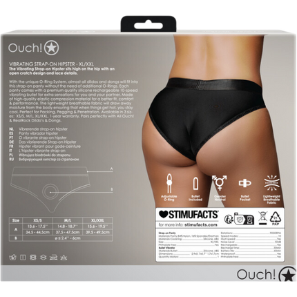 OUCH Vibrating Strap-on Hipster XL/XXL Zwart – Grote Maat Strap-on