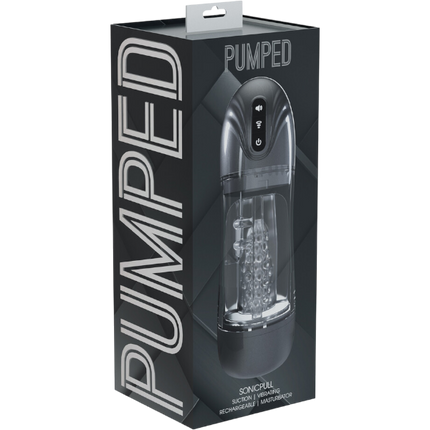 Pumped SonicPull Zuig- en Vibratiemasturbator Multimedia Enhanced Gun Metal