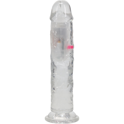 RealRock Dildo van 18 cm in transparant Vibrerend Led - Realistisch