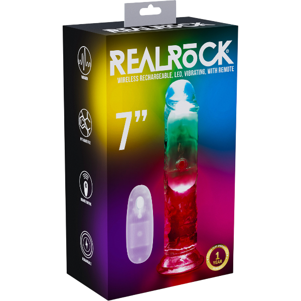 RealRock Dildo van 18 cm in transparant Vibrerend Led - Realistisch