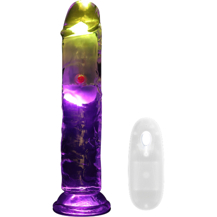 RealRock Dildo van 18 cm in transparant Vibrerend Led - Realistisch