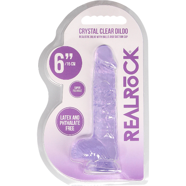 RealRock Dildo van 15 cm -  Paars met ballen