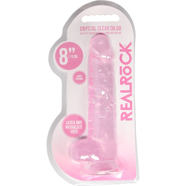 RealRock Dildo van 21 cm – Roze met ballen