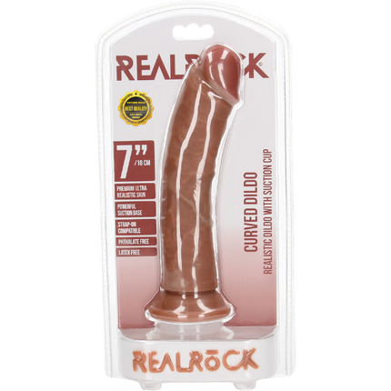 RealRock Dildo van 18 cm – Realistisch gebogen met zuignap, tan