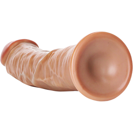 RealRock Dildo van 23 cm - Realistisch bruine huidskleur gebogen met zuignap