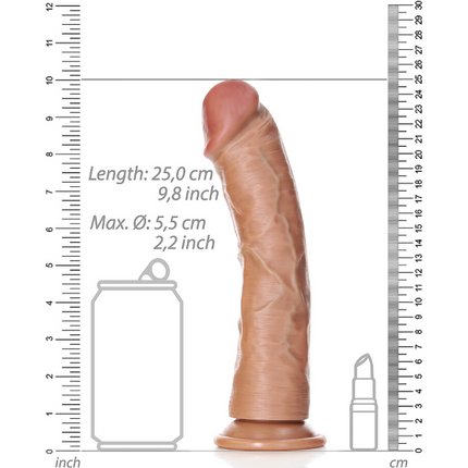 RealRock Dildo van 23 cm - Realistisch bruine huidskleur gebogen met zuignap