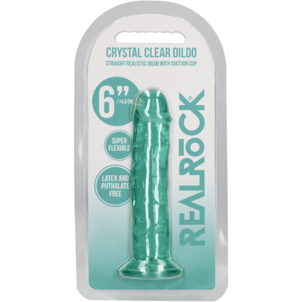 RealRock Dildo van 14,5 cm - Turquoise met zuignap