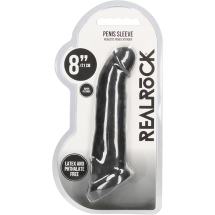 RealRock Penis Sheath van 20 cm – Holle Peniskoker Formaat Vergroter Zwart