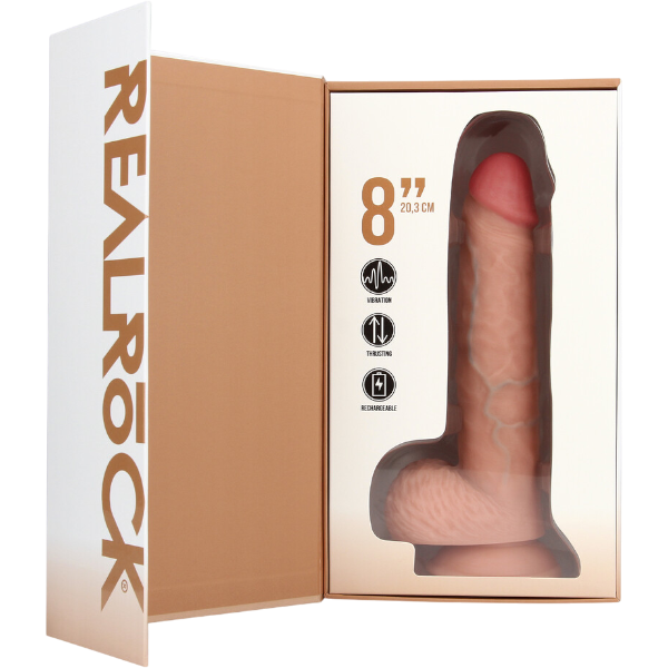 RealRock Dildo van 20,5 cm - Realistisch vibrerend en stootfunctie met ballen