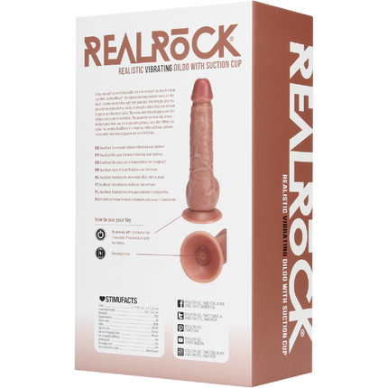 RealRock Dildo van 18 cm- Realistisch in bruinig huidskleur met ballen en vibrerend