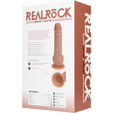 RealRock Dildo van 20,5 cm - Realistisch in bruinig huidskleur vibrerent stotend met ballen