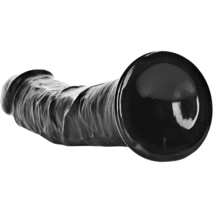 RealRock  Dildo van 25,5 cm - Realistisch Zwarte huidskleur  gebogen met zuignap