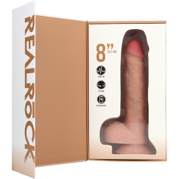RealRock Dildo van 20,5 cm - Realistisch vibrerend en roterend met ballen
