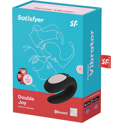 Satisfyer Double Joy Koppel Vibrator Zwart Bluetooth App – Voor Twee