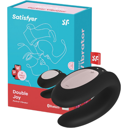 Satisfyer Double Joy Koppel Vibrator Zwart Bluetooth App – Voor Twee