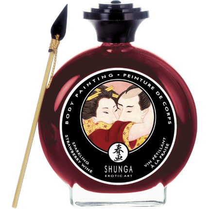 Shunga Lichaamsverf Sparkling Strawberry Wine 100ml – Eetbare Bodypainting