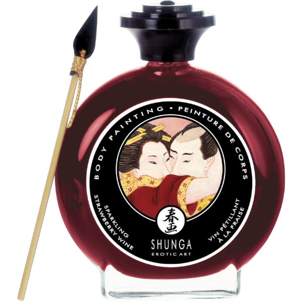 Shunga Lichaamsverf Sparkling Strawberry Wine 100ml – Eetbare Bodypainting
