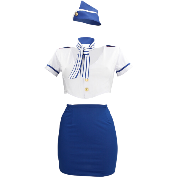 S-line Stewardeskostuum | Rollenspel | S/M | Blauw/Wit