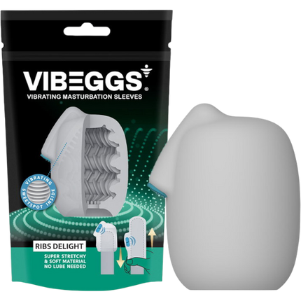 Vibeggs Ribs Delight Vibrerende Masturbatie Sleeve Wit – Pocket Pussy